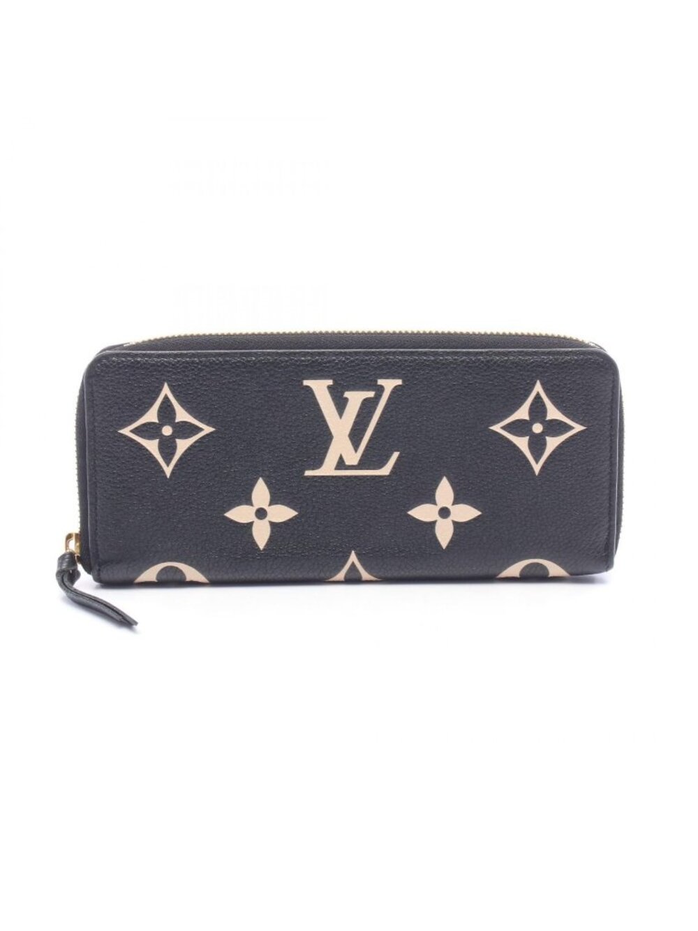 Louis Vuitton Round Wallet Portefeuille Clemence Monogram Empreinte Black Beige